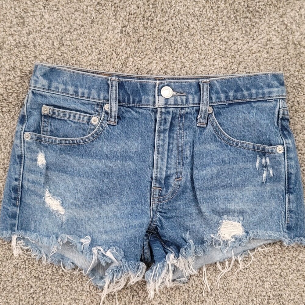 Lucky Brand  Ladies  Size 24  00  Blue Mid Rise  Cut Off Distressed Shorts